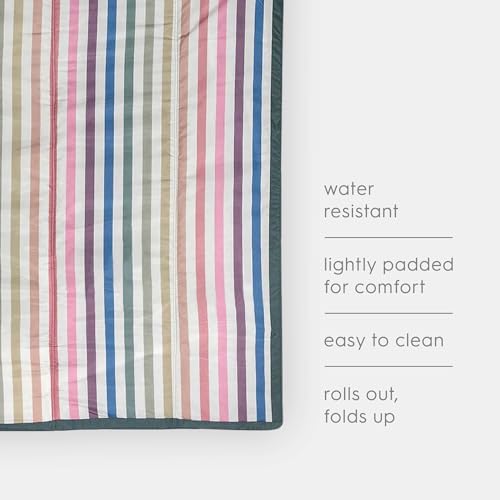 Little Unicorn 5'x5' Outdoor Family Picnic & Beach Blanket | Durable & Water-Resistant Fabric | Compact Fold & Easily Wipes Clean | Zipper Pocket (Chroma Rugby Stripe) - color: Chroma Rugby Stripe, size: 5 x 5
