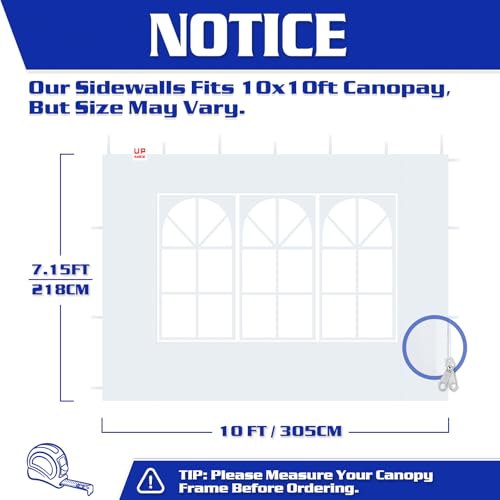 FANPAT Church Window 10x10ft Canopy Sidewalls for Pop Up Canopy, Waterproof UV Protection Fabric, Suitable for Outdoor Party, Picnics & Camping, Gray(2pcs Sidewalls Only, NOT Included Frame and Top) - color: Gray, size: 2 Pcs