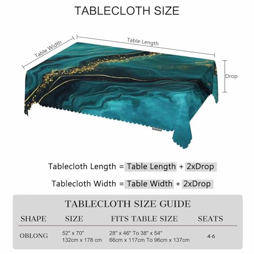 Tablecloth Marble Green, Abstract Liquid Marble Gold Green Rectangular Table Cover Kitchen Table Cloth for Dining Hotel Coffee Parties Tabletop Decoration, 52x70 Inch - color: Marble Green