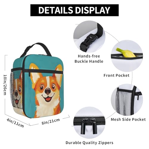 Corgi Lunch Box for Women Kids Girls Men Insulated Lunch Bag Lunchbox Adults Lunch Tote Bags Reusable Cooler for Work Office School Picnic Travel - color: Corgi01