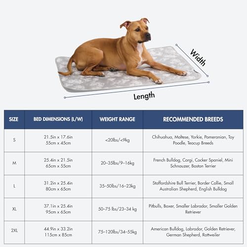 Spark Paws Cooling Mat for Dogs - Self Cooling Dog Mat & Pet Cooling Pad for Large, Medium & Small Dogs - Non-Toxic, Non-Gel Washable Cooling Bed - Cloud Grey - Size L - color: Cloud Grey, size: Large
