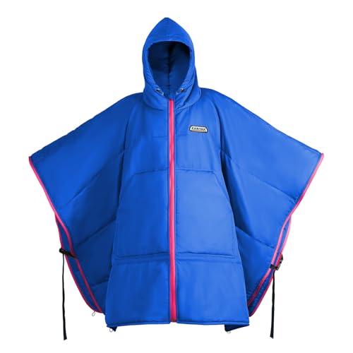 Camping Blanket Poncho, Large Wearable Blankets, 75 x 55 inch Cape, Windproof & Water-Repellent, Portable & Warm, for Outdoor, Sports, Travel, Car - color: Blue