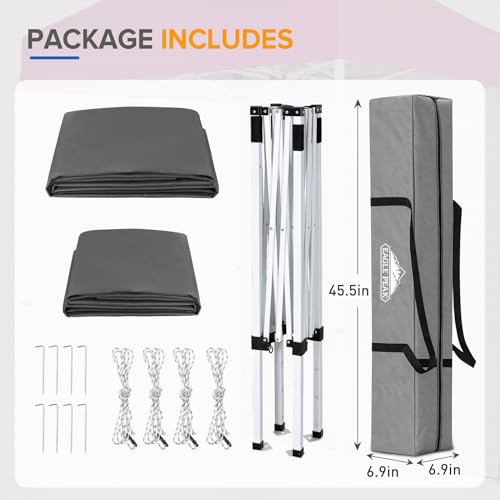 EAGLE PEAK Pop up Canopy 5x5, Outdoor Portable Canopy Tent with One Removable Sunwall, Carry Bag Included, Gray - color: Gray