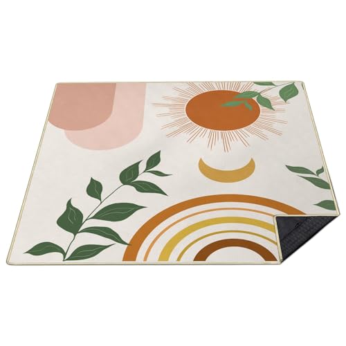 Supfitness Extra Large Picnic Blankets Waterproof Foldable (80"x 80") Boho Beach Blanket Waterproof Sandproof,3-Layer Thicking Mat Outdoor Packable Camping Blanket - color: Orange, size: 6'8" x 6'8" (Square)