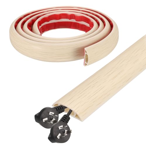 HARFINGTON 6ft Cord Cover Floor W0.6 x H0.33 Inner Channel PVC Hide Extension Cable Floor Wire Hider Wire Covers Protector for Prevent Cable Trips Cables Management, Wood Beige - color: Wood Beige, size: 6ft