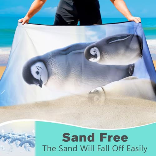 Penguin Family Beach Towel Oversized 36" x 72", Thin Lightweight Sand Free Quick Dry Microfiber Towel for Swimming Pool Cruise Camping Travel - color: Color_7