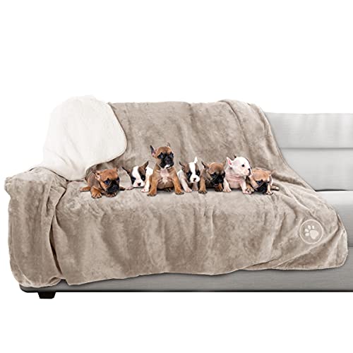 Waterproof Blanket for Pets - Reversible Throw Protects Couch, Car, and Bed from Spills, Stains, or Fur - Plush Blanket by Petmaker (Tan) - color: Tan, size: Large