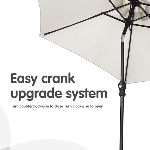 GDY 7.5FT Patio Umbrella Outdoor Table Umbrella,Market Umbrella with Push Button Tilt and Crank for Garden, Lawn, Deck, Backyard & Pool (Beige) - color: Beige, size: Umbrella Only