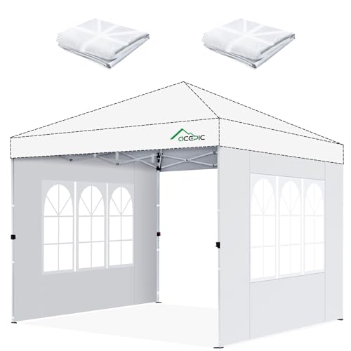 Acepic 2Pcs Instant Canopy Tent Sidewalls for 10x10 Pop-Up Canopy, Garden Gazebo, 210D Oxford Fabric Waterproof, White (Canopy Tent NOT Included) - color: White, size: 10*10ft 2pcs