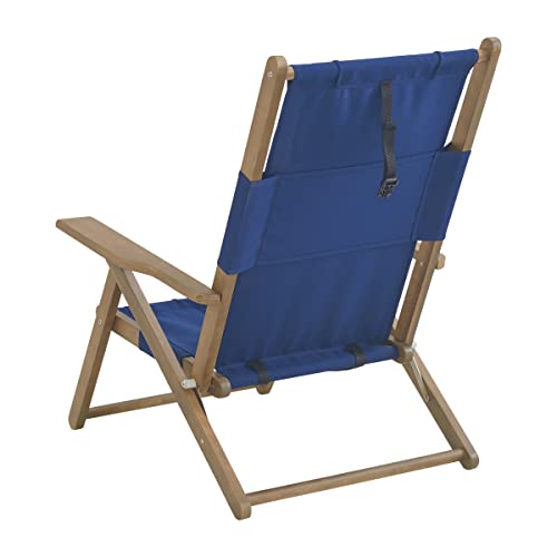 Lavish Home Set of 2 Beach Chair - Outdoor Weather-Resistant Wood Folding Chair with Backpack Straps - 4-Position Reclining Seat - Beach Essentials (Blue) - color: Blue, style: Set of 2