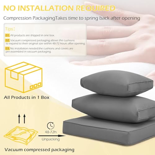 HOMREST Outdoor Replacement Cushions for Patio Furniture,Water-Repellent Sofa Cushion for 6-Seat Rattan Wicker Sectional Patio Conversation Sets,14-Piece Cushions Set for Outdoor Couch-Gray - color: Grey, size: 6 Seat