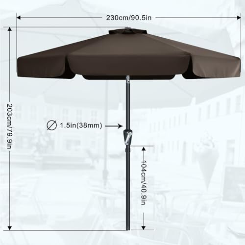 MASTERCANOPY Valance Patio Umbrella for Outdoor Table Market (7.5ft,Brown) - color: Brown, size: 7.5FT
