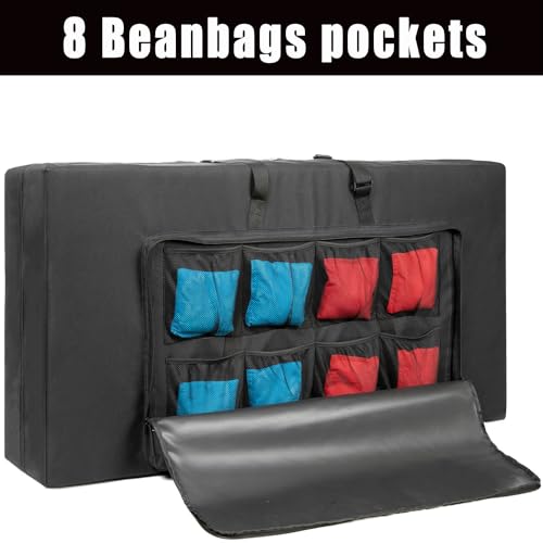 Cornhole Carrying Case Fits 4' x 2' Regulation Size Board, Cornhole Carrying Bag with Protective Padded Foam and One large pockets for Cornhole Outdoor Games, Only Bag. (Black) - color: Black