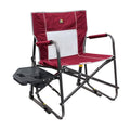 GCI OUTDOOR Freestyle Rocker XL with Side Table Camping Chair | Portable Folding Rocking Chair with Solid, Durable Armrests, Drink Holder & Comfortable Backrest — Red - color: Red, style: Freestyle Rocker XL W/ Side Table