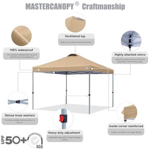 MASTERCANOPY Durable Pop-up Canopy Tent with Roller Bag (8x8, Sand) - color: Sand, size: 8x8