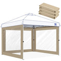 FANPAT 3Pcs Clear Canopy Sidewalls for 10x10 Pop Up Tent, Transparent Window Curtain Cloth, 8 Mil PVC Enclosure Fabric with Zipper, Khaki (Not Including Frame and the top,Sidewalls ONLY) - color: Khaki