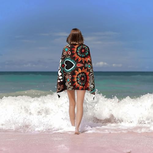 Sugar Skulls Day of the Dead Beach Towel Oversized 52 x 32 in Sand Free Pool Swim Towels for Adult Travel Blanket Lightweight Quick Dry Absorbent Bath Towels Cruise Vacation Accessories