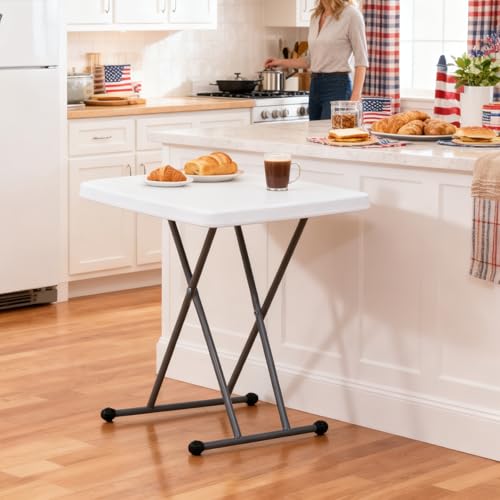 ZenStyle 3 ft Adjustable Folding Table, Indoor Outdoor Portable Plastic Dining Card Table Utility Table for Camping Dining Event Party, White (Rectangular, 30"x20") - size: 30"x20"
