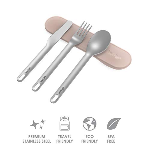 Bentgo Stainless Travel Utensil Set - Reusable 3-Piece Silverware Set with Carrying Case, High-Grade Premium Steel, BPA-Free Case, Eco-Friendly - Ideal for Travel, Camping, and Office Use (Rose) - color: Rose