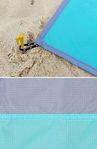 Ultra Picnic Blanket- Portable Pocket Picnic Sheet for Outdoor Multiple Use,Best Mat for Travel & Festivals, Lightweight Waterproof & Quick Drying with 4 Portable Tent Pegs (Blue)