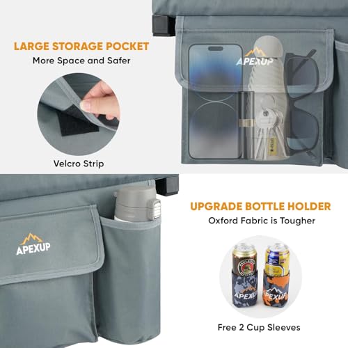 APEXUP Stadium Seats with Back Support, Portable Bleacher Seat with Large Pocket and Cup Holder, Wide Stadium Chair for Sports Events and Concerts - color: Grey
