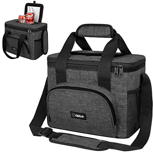 OPUX Soft Cooler Bag, Insulated Collapsible Lunch Cooler Bag for Men Work Camping Beach Travel, Portable Soft Sided Leakproof Waterproof Large Lunch Bag Box with Shoulder Strap 18 Cans, Charcoal Gray - color: Charcoal, size: 18 Cans