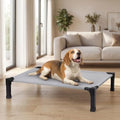 Niubya Elevated Outdoor Dog Bed, Cooling Elevated Pet Cot, Steel-Framed and Non-Slip Feet, Raised Dog Bed with Waterproof, Washable, Breathable Teslin Mesh, 42in - color: Grey, size: 42"L x 30"W x 8.5"H