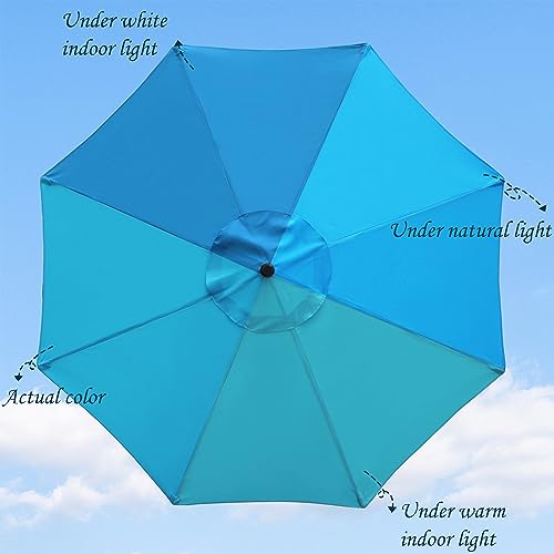 Blissun 9' Outdoor Patio Umbrella, Outdoor Table Umbrella, Yard Umbrella, Market Umbrella with 8 Sturdy Ribs, Push Button Tilt and Crank - color: Light Blue