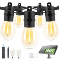 Yusist 104FT(98+6) Solar String Lights Outdoor Waterproof, Solar Powered Patio Light with 30+2 Dimmable S14 Edison Bulbs Shatterproof & Remote Control, Solar String Lights for Outside Garden Backyard - size: 104ft