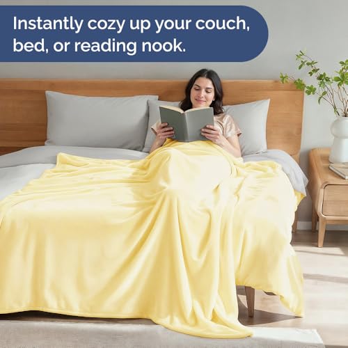 Ultra Soft Fleece Blanket Twin Size - Flannel Fleece Luxury Twin Blanket - Lightweight for Couch Bed Chair - Thick, Warm and Breathable - All Season Cozy Fuzzy, Anti-Static Microplush Bedding, Yellow - color: 04 - Yellow, size: Twin (60" x 80")