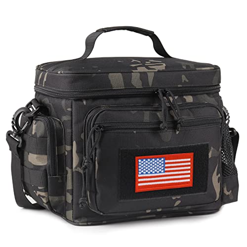 ATRIPACK Lunch Box for Men, Tactical Lunch Bag MOLLE Webbing Leakproof Insulated Large Lunch Cooler Women Adult Meal with Adjustable Shoulder Strap Durable Lunch Pail (Camo-Black) - color: Camo-Black, size: Medium