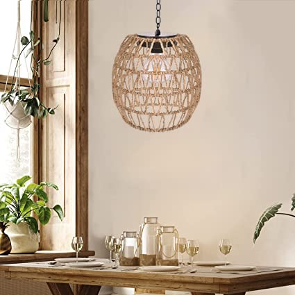 Livinlarge Boho Pendant Solar Light Rustic Hand-Woven Rattan Chandelier Coastal Retro Lamp Wedding Garden Courtyard Hallway Entryway Decoration. - style: Solar Pendant Lamp