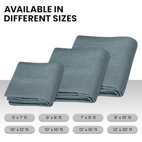 Zuperia Heavy Duty Canvas Tarp (8' x 10' ft - Pack of 2) with Rustproof Grommets, UV Resistant & Tear Resistant Multipurpose Tarpaulin Cover for Outdoor, Industrial & Commercial Use (Grey) - color: Gray, size: 8' x 10' ft - 2 Pack