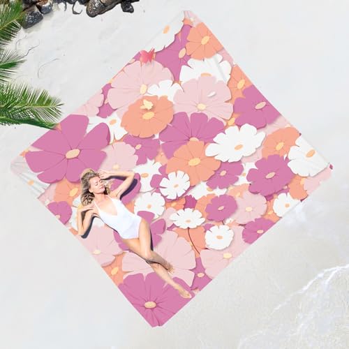 Beach Blanket Waterproof Sandproof 1-7 Adult Oversized 78 '' × 81 '' Lightweight Durable Compact Sand Free Extra Large Beach Mat for Travel Camping Hiking Picnic - color: Flower, size: 78“x81”