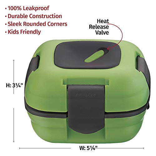 Pinnacle Insulated Leak Proof Lunch Box for Adults and Kids - Thermal Lunch Container With NEW Heat Release Valve 16 oz ~Set of 2~ Green-Yellow - color: Green-yellow