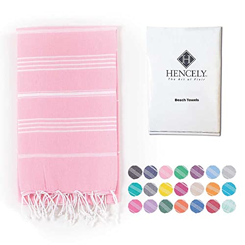 Hencely Turkish Beach Towel 37x68 Oversized, Sand-Free, Quick-Dry, Lightweight - Travel Essential for Pool & Bath - Striped 100% Cotton Bathroom Towels Accessories Gift (Light Pink) - color: Light Pink
