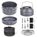 13-Piece Camping Cookware Set with Anti-Scald Silicone Handles, Lightweight Non-Stick Aluminum Pots and Pans, Compact Mess Kit for Backpacking & Survival