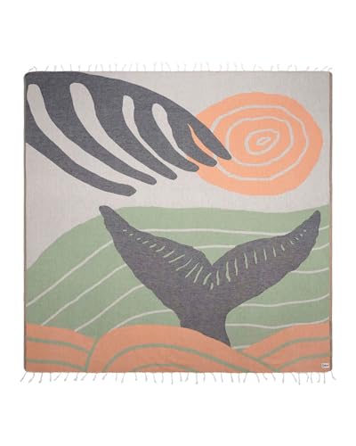 Sand Cloud Extra Large Turkish Beach Towel - Sand Free - 100% Organic Turkish Cotton Yarn - Quick Dry Towel for Beach, Picnic, Blanket or Bath - As Seen on Shark Tank - Marine Life (Whale Fin) - color: Whale Fin, size: X-Large