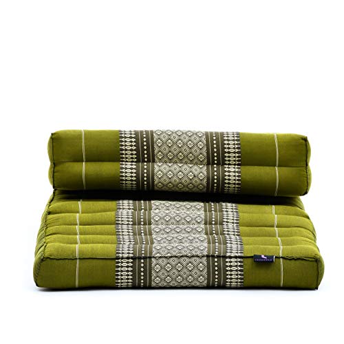 Leewadee Foldable Floor Mattress – 2 in 1 Floor Meditation Mat for Yoga and Relaxation, Seating Futon with Kapok - color: Sf17 - Green