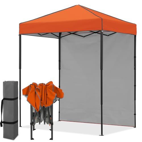 EAGLE PEAK 6x4 Instant Pop Up Canopy Tent with 1 Side Wall Panel, Straight Leg Sun Shelter, Portable Canopy with Carry Bag for Camping, Beach & Sports, Orange - color: Orange, size: One Wall