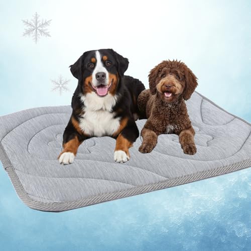 Dog Cooling Mat, Reversible Cool & Warm Pet Orthopedic Pad, Thick Mat for Summer & Winter, Machine Washable, Portable for Crate, Kennel, Bed, Floor, Sofa, Car (Cool Grey, X-Large) - size: X-Large