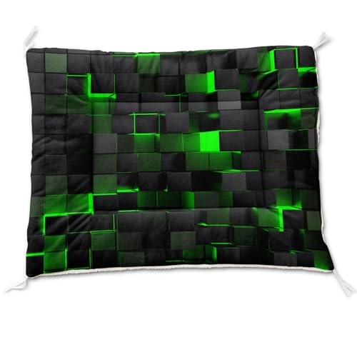 Nttopship Dog Cat Bed Mat Ultra Soft Fluffy Pet Bed Washable Fashion Dog Crate Beds Comfy Comfy Pet Sleeping Pad Suitable for Pet Raised Bed(30"x26",Green Black) - color: Green Black, size: Medium