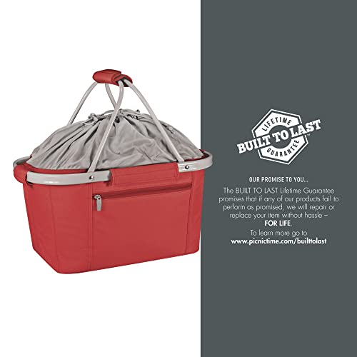 PICNIC TIME NCAA Ohio State Buckeyes Metro Shopping Basket - Insulated Picnic Basket - Collapsible Market Basket - Utility Tote Cooler Bag