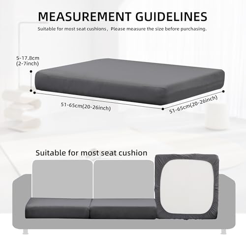 8Pcs Outdoor Cushion Covers, Patio Cushion Covers,Stretch Elastic Slipcovers, Replacement Washable & Reusable Furniture Protector for Patio Couch (Grey,Cover Only) - color: Grey, size: 8Pcs-Solid color