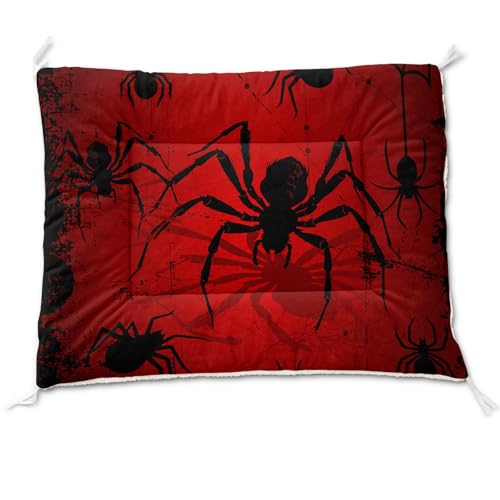 Nttopship Dog Cat Bed Mat Ultra Soft Fluffy Pet Bed Washable Fashion Dog Crate Beds Comfy Comfy Pet Sleeping Pad Suitable for Pet Raised Bed(30"x26",Red and Black Spider) - color: Red and Black Spider, size: Medium