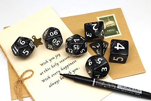 Dungeons and Dragons D&D Giant Black 25mm Polyhedral Dice Set - RPG Dice Bag, Pathfinder, MTG - color: Black