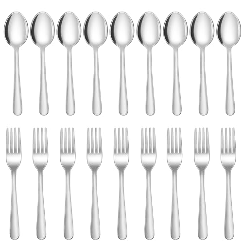 24-Piece Forks and Spoons Silverware Set,Spoons and Forks Food Grade Stainless Steel Flatware Cutlery Set for Home,Kitchen and Restaurant,Mirror Polished & Dishwasher Safe - size: 24 PCS
