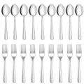 24-Piece Forks and Spoons Silverware Set,Spoons and Forks Food Grade Stainless Steel Flatware Cutlery Set for Home,Kitchen and Restaurant,Mirror Polished & Dishwasher Safe - size: 24 PCS