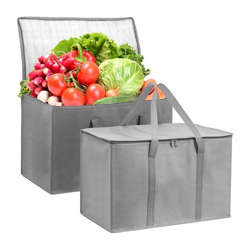 Carrywell (Not Made In China) Insulated Food Delivery Bags, XXXL Pizza Delivery and Reusable Warming Bag For Catering, Thermal Insulation Tote for Hot and Cold Food, Doordash - color: Gray, size: 1 pack, style: Xxxl Insulated