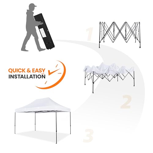 Yaheetech Heavy Duty Pop Up Canopy Tent, 10x15 Commercial Instant Shelter Tent, Outdoor Adjustable Canopy with Wheeled Bag, 4 Sandbags & 8 Stakes, White - color: White, size: 10x15